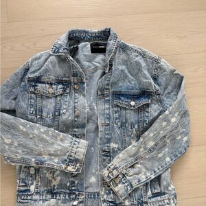Fashion Nova Men's Distressed Denim Jacket - Blue